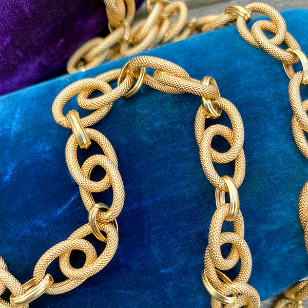 Estate Textured Link Chain Necklace sold by Doyle and Doyle an antique and vintage jewelry boutique