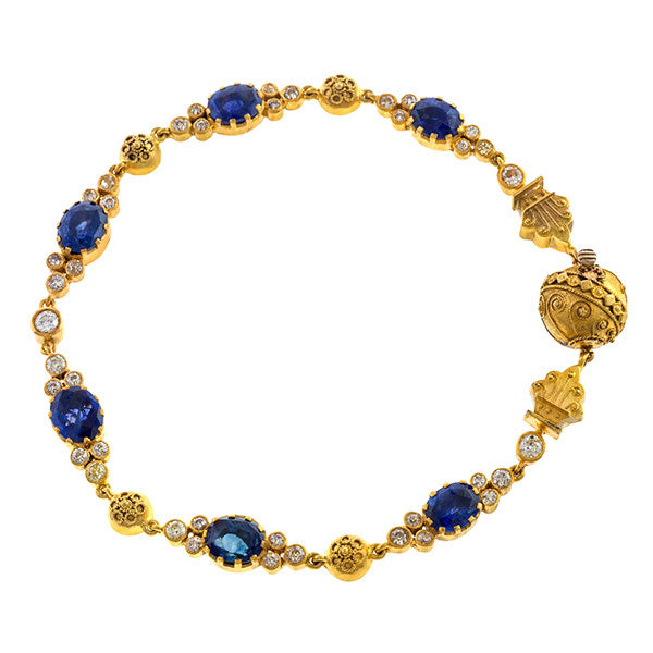 Antique Sapphire & Diamond Bracelet sold by Doyle and Doyle an antique and vintage jewelry boutique