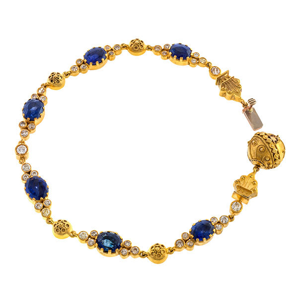 Antique Sapphire & Diamond Bracelet sold by Doyle and Doyle an antique and vintage jewelry boutique
