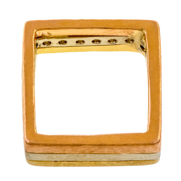 Vintage Diamond Square Ring sold by Doyle and Doyle an antique and vintage jewelry boutique