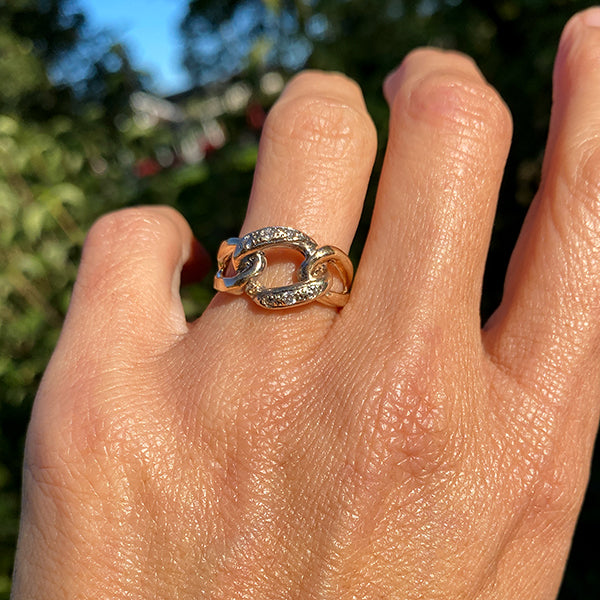 Vintage Diamond Link Ring sold by Doyle and Doyle an antique and vintage jewelry boutique