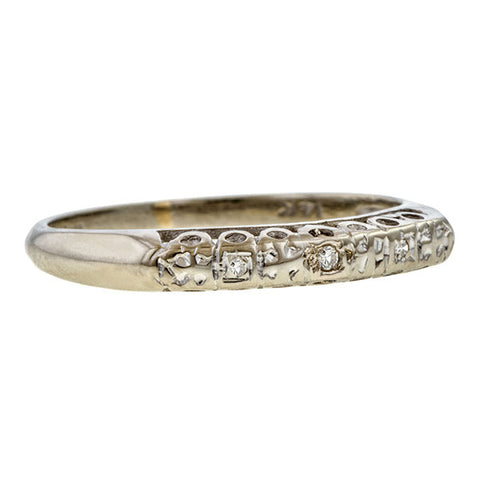 Vintage Diamond Wedding Band sold by Doyle and Doyle an antique and vintage jewelry boutique