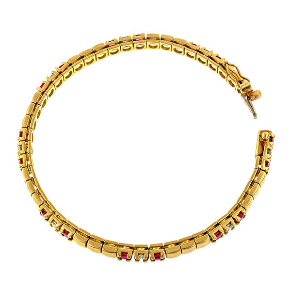 Vintage Ruby & Diamond Tennis Bracelet sold by Doyle & Doyle an antique and vintage jewelry boutique.