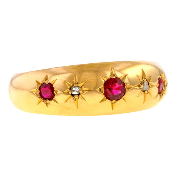 Antique Ruby & Diamond Band sold by Doyle and Doyle an antique and vintage jewelry boutique