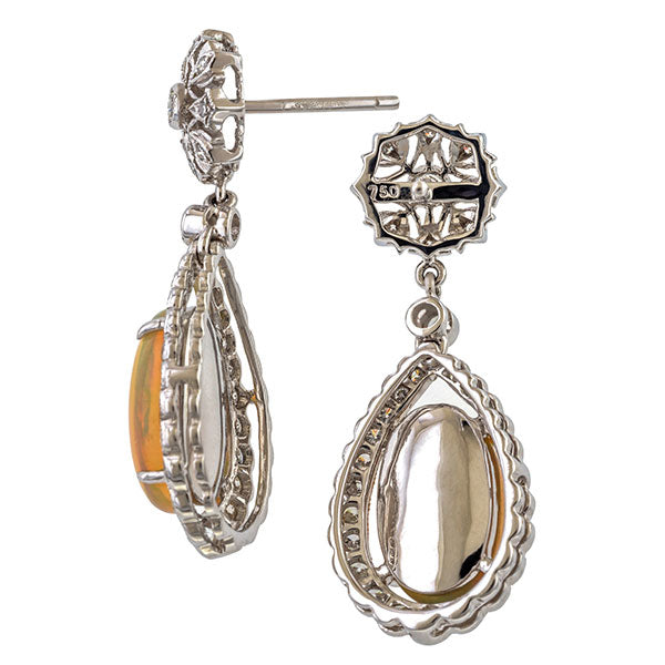 Vintage Opal & Diamond Drop Earrings sold by Doyle and Doyle an antique and vintage jewelry boutique