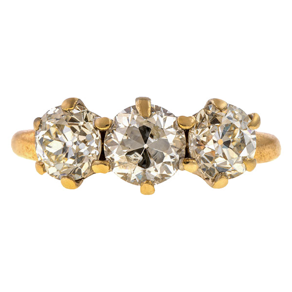 Antique Three Stone Ring, TRB 0.75ct sold by Doyle and Doyle an antique and vintage jewelry boutique