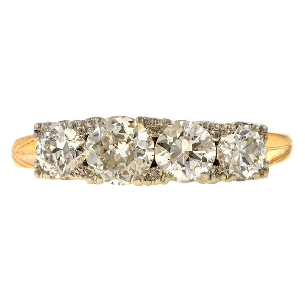 Antique Four Stone Old European Cut Diamond Band Ring sold by Doyle and Doyle an antique and vintage jewelry boutique