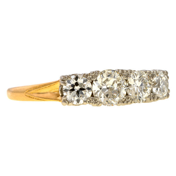 Antique Four Stone Old European Cut Diamond Band Ring sold by Doyle and Doyle an antique and vintage jewelry boutique