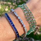 Estate Emerald Bead & Diamond Bracelet sold by Doyle and Doyle an antique and vintage jewelry boutique.