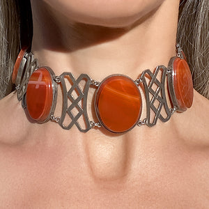 Vintage Carnelian Choker Necklace sold by Doyle and Doyle an antique and vintage jewelry boutique