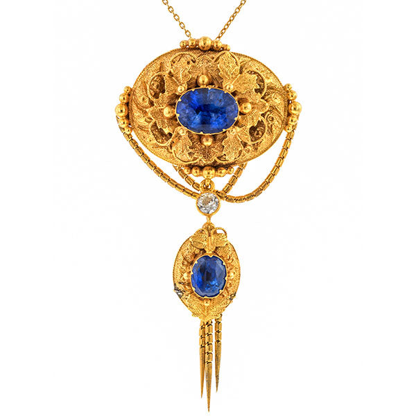 Antique Sapphire & Diamond Necklace sold by Doyle and Doyle an antique and vintage jewelry boutique