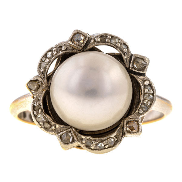 Edwardian Pearl & Diamond Convertible Brooch, Pendant & Ring sold by Doyle and Doyle an antique and vintage jewelry boutique