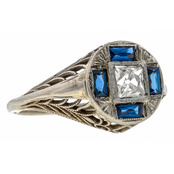 Art Deco Diamond Ring, Peruzzi cut sold by Doyle and Doyle an antique and vintage jewelry boutique