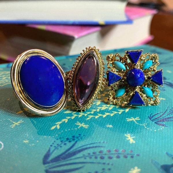Vintage Lapis Ring sold by Doyle and Doyle an antique and vintage jewelry boutique