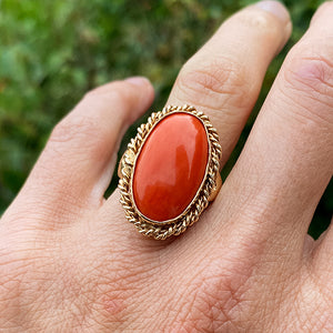 Vintage Coral Ring sold by Doyle and Doyle an antique and vintage jewelry boutique