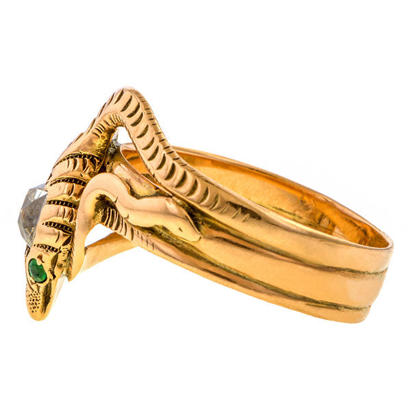 Vintage Diamond Snake Ring, Old Mine 0.50ct sold by Doyle and Doyle an antique and vintage jewelry boutique