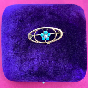 Vintage Blue Enamel & Pearl Pin sold by Doyle and Doyle an antique and vintage jewelry boutique