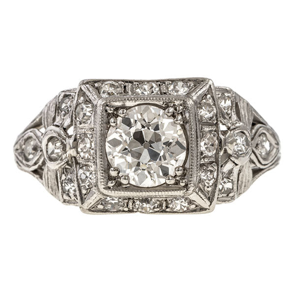 Art Deco Diamond Ring, Old Euro 0.85ct sold by Doyle and Doyle an antique and vintage jewelry boutique