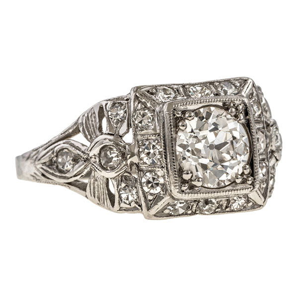 Art Deco Diamond Ring, Old Euro 0.85ct sold by Doyle and Doyle an antique and vintage jewelry boutique
