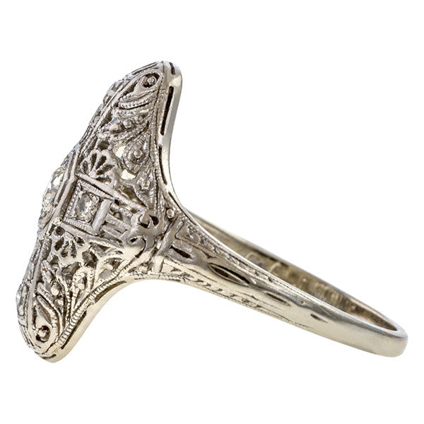 Vintage Filigree Engagement Ring, Old Euro 0.15ct sold by Doyle and Doyle an antique and vintage jewelry boutique