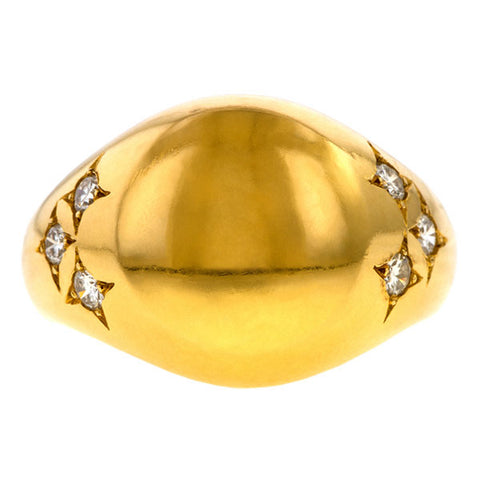 Vintage Chaumet Diamond Signet Ring sold by Doyle and Doyle an antique and vintage jewelry boutique