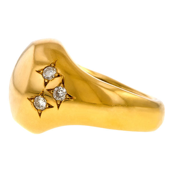 Vintage Chaumet Diamond Signet Ring sold by Doyle and Doyle an antique and vintage jewelry boutique
