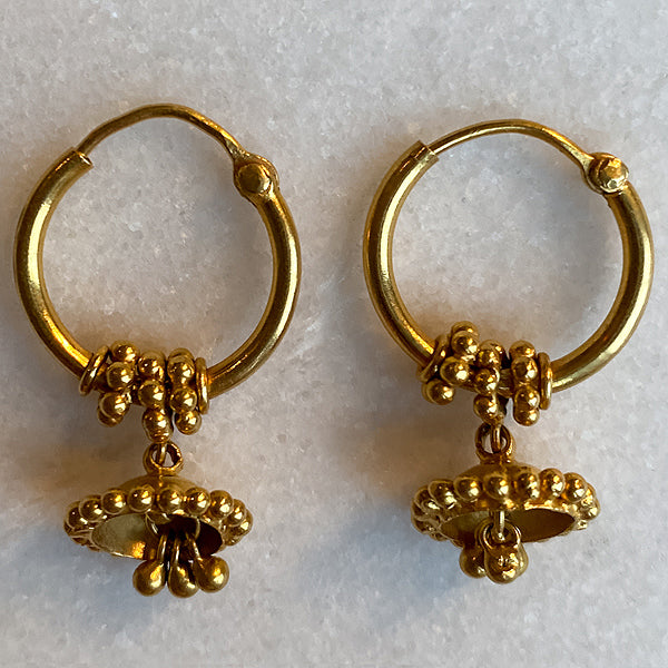 Vintage Gold Hoop Drop Earrings sold by Doyle and Doyle an antique and vintage jewelry boutique