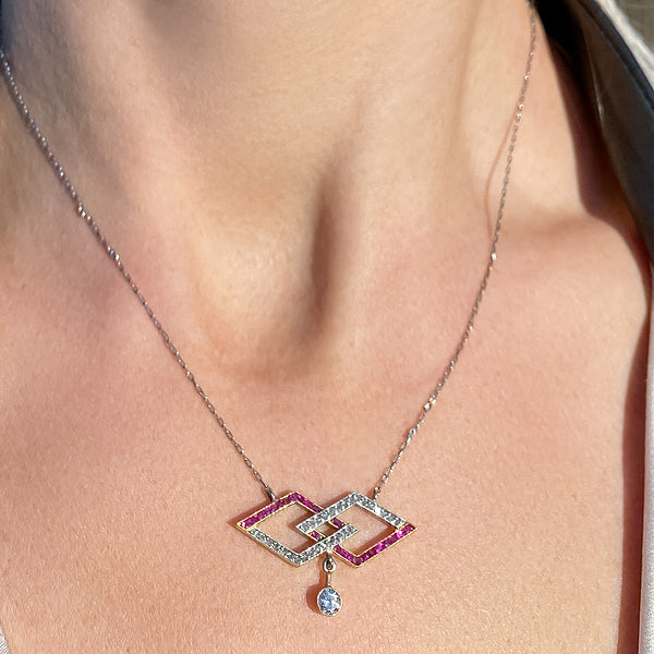 Art Deco Ruby & Diamond Necklace