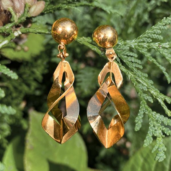 Vintage Gold Drop Earrings sold by Doyle and Doyle an antique and vintage jewelry boutique
