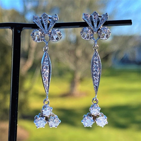 Vintage Diamond Drop Earrings sold by Doyle and Doyle an antique and vintage jewelry boutique