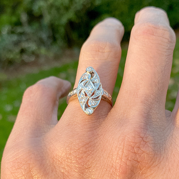Vintage Diamond Dinner Ring sold by Doyle and Doyle an antique and vintage jewelry boutique