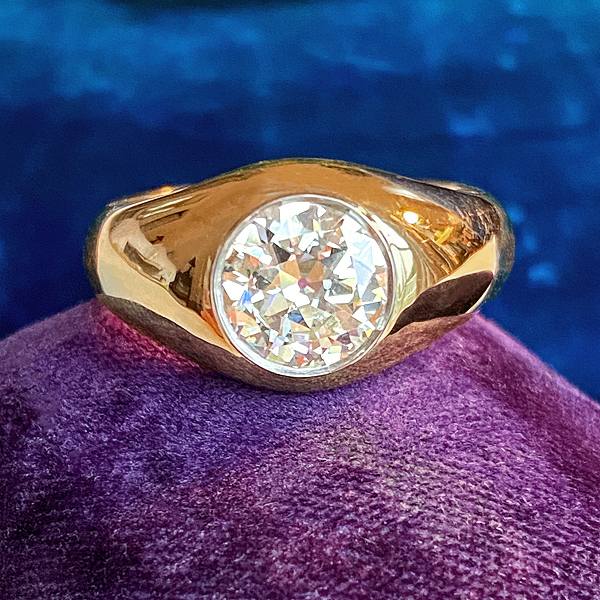 Antique Gypsy Set Diamond Ring, 1.67ct, sold by Doyle & Doyle, an antique and vintage jewelry boutique.
