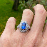 Art Deco Sapphire and Diamond Dinner Ring, from Doyle & Doyle antique and vintage jewelry boutique