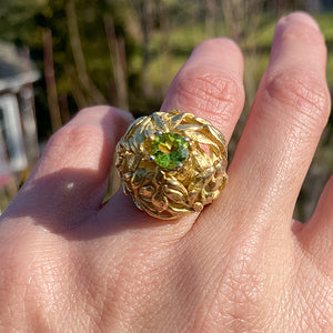 Vintage Peridot Leaf Ring sold by Doyle and Doyle an antique and vintage jewelry boutique