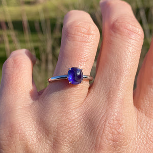 Sapphire Cabochon Ring sold by Doyle and Doyle an antique and vintage jewelry boutique