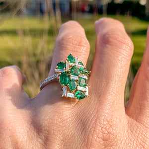 Emerald & Baguette Diamond Ring sold by Doyle and Doyle an antique and vintage jewelry boutique