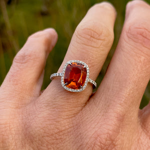 Mandarin Garnet & Diamond Ring sold by Doyle and Doyle an antique and vintage jewelry boutique