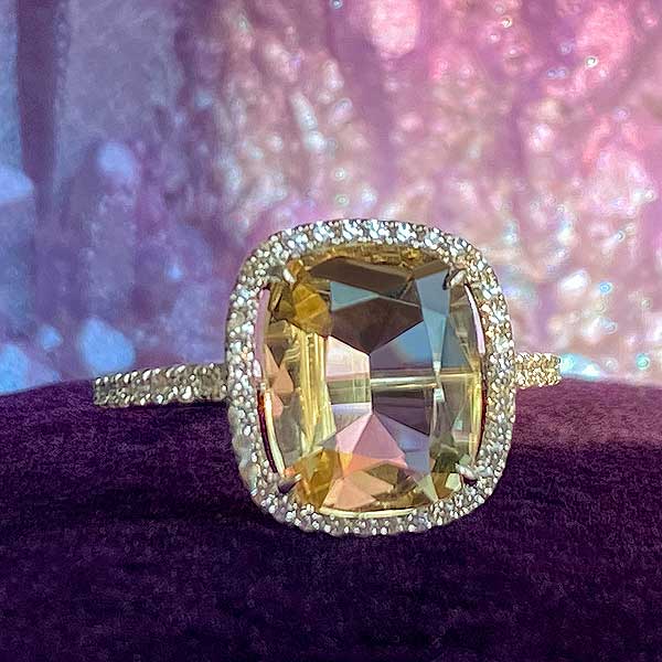 Yellow Beryl & Diamond Ring sold by Doyle and Doyle an antique and vintage jewelry boutique