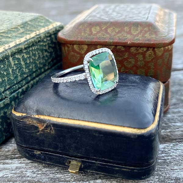 Green Tourmaline & Diamond Ring sold by Doyle and Doyle an antique and vintage jewelry boutique