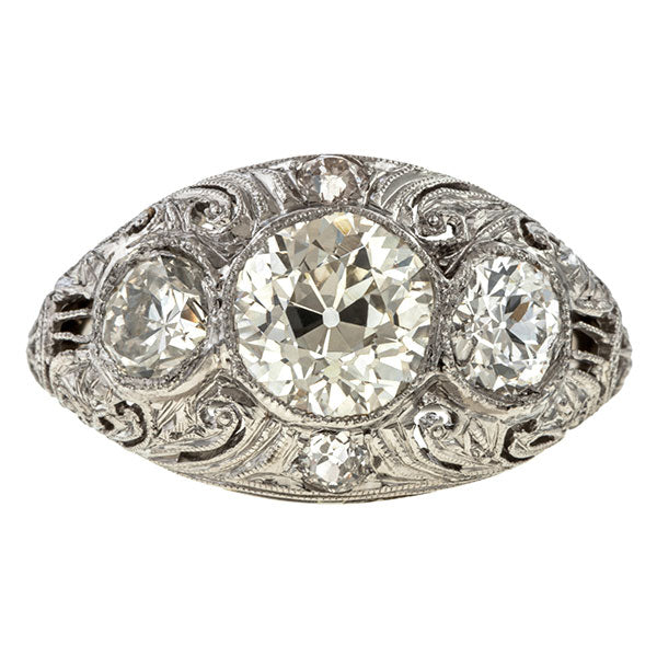 Art Deco Diamond Filigree Ring, 1.47ct. sold by Doyle and Doyle an antique and vintage jewelry boutique