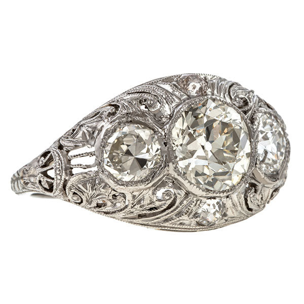 Art Deco Diamond Filigree Ring, 1.47ct. sold by Doyle and Doyle an antique and vintage jewelry boutique