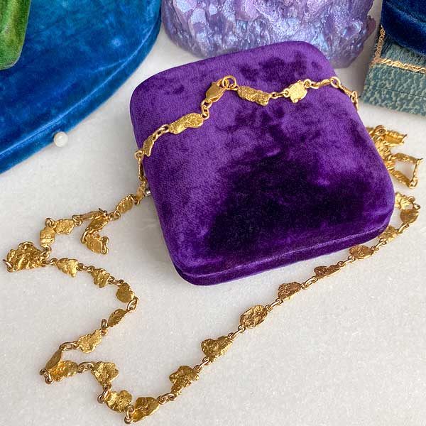 Antique Gold Nugget Necklace sold by Doyle and Doyle an antique and vintage jewelry boutique