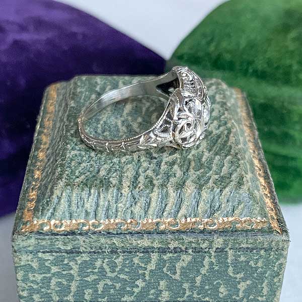 Vintage Filigree Diamond Ring sold by Doyle and Doyle an antique and vintage jewelry boutique