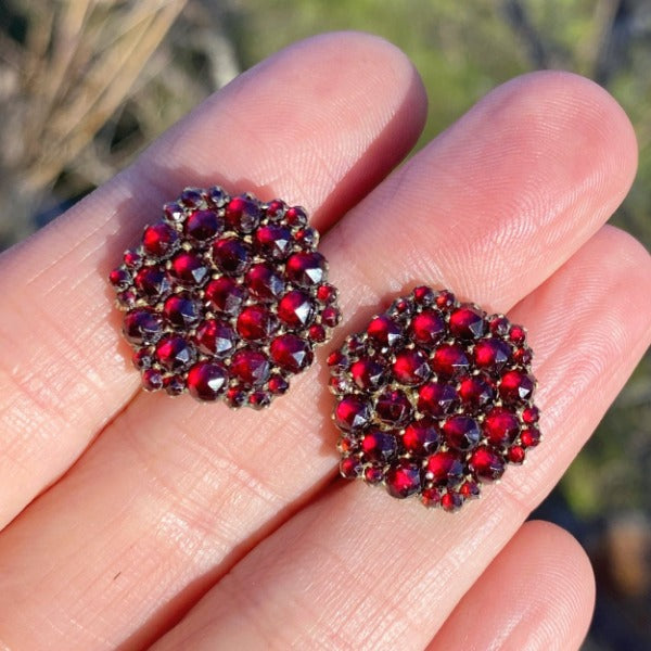 Antique Bohemian Garnet Earrings sold by Doyle and Doyle an antique and vintage jewelry boutique