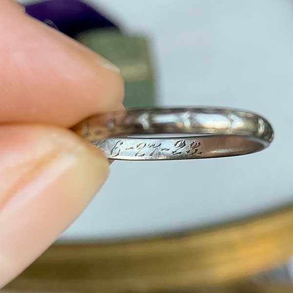 Art Deco Patterned Platinum Wedding Band sold by Doyle and Doyle an antique and vintage jewelry boutique