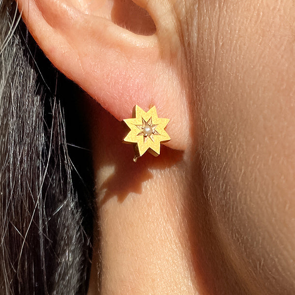 Victorian Pearl Star Earrings