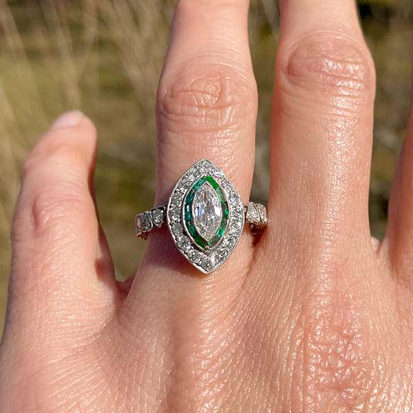 Art Deco Marquise Diamond Ring, sold by Doyle & Doyle antique and vintage jewelry boutique