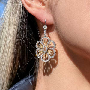 Estate Flower Drop Earrings sold by Doyle and Doyle an antique and vintage jewelry boutique