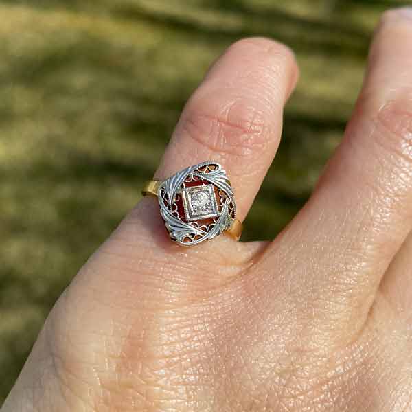 Art Deco Filigree Diamond Ring, 0.06ctw. sold by Doyle and Doyle an antique and vintage jewelry boutique