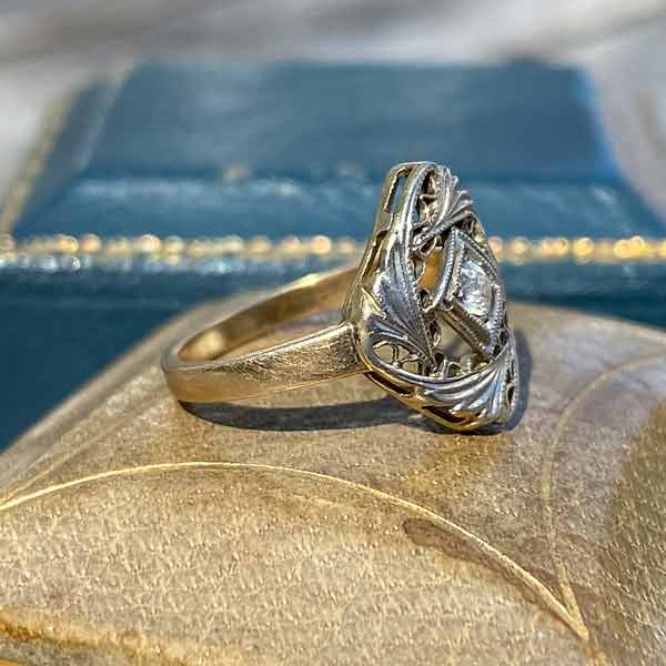 Art Deco Filigree Diamond Ring, 0.06ctw. sold by Doyle and Doyle an antique and vintage jewelry boutique